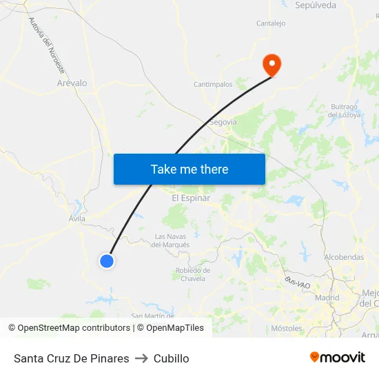 Santa Cruz De Pinares to Cubillo map