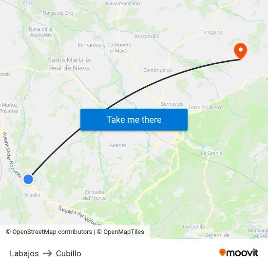 Labajos to Cubillo map
