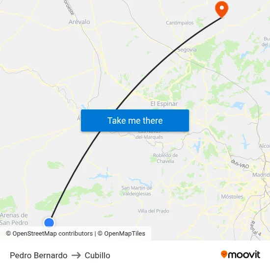 Pedro Bernardo to Cubillo map