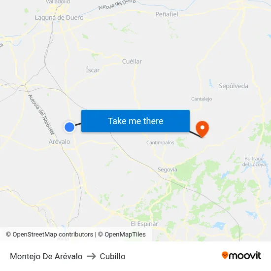 Montejo De Arévalo to Cubillo map