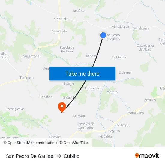 San Pedro De Gaíllos to Cubillo map