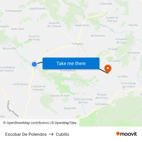 Escobar De Polendos to Cubillo map