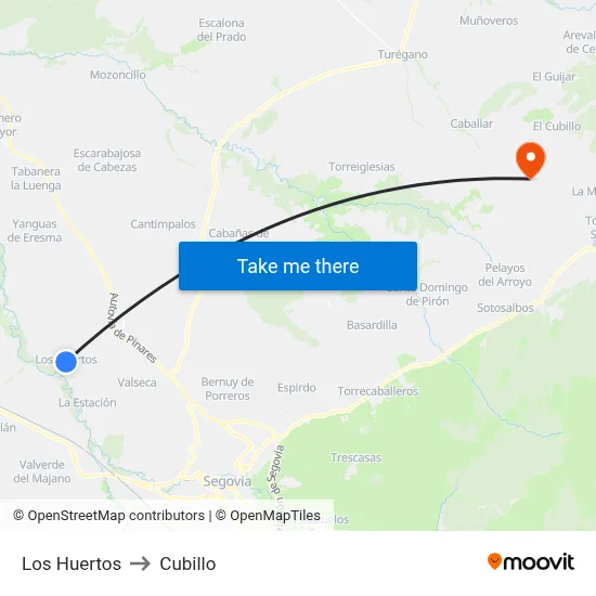 Los Huertos to Cubillo map
