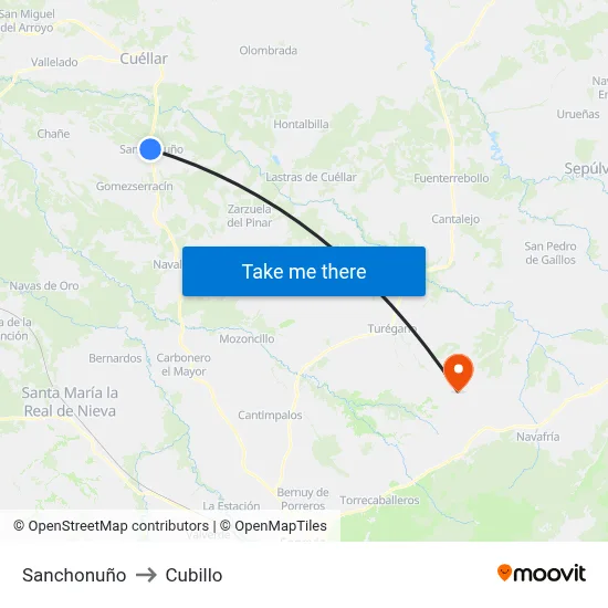 Sanchonuño to Cubillo map