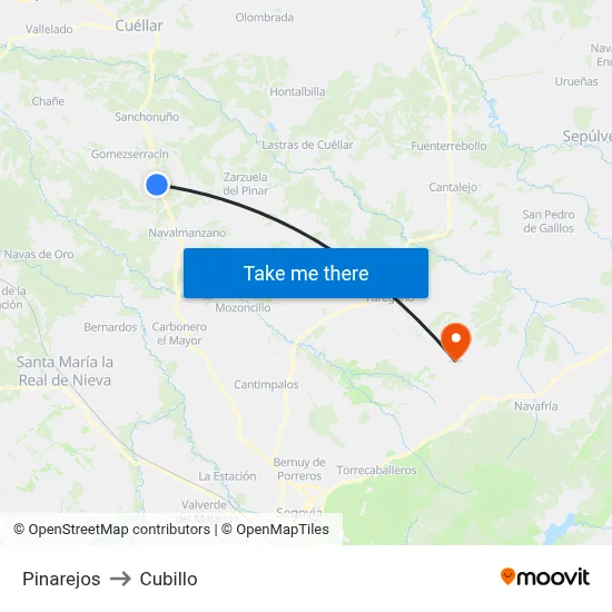 Pinarejos to Cubillo map