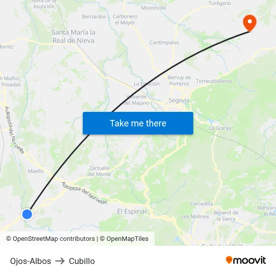 Ojos-Albos to Cubillo map