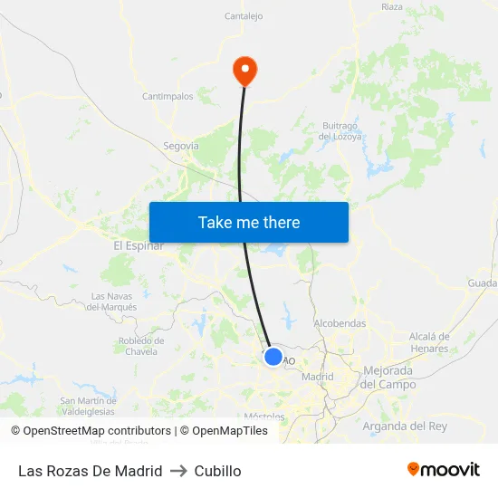 Las Rozas De Madrid to Cubillo map