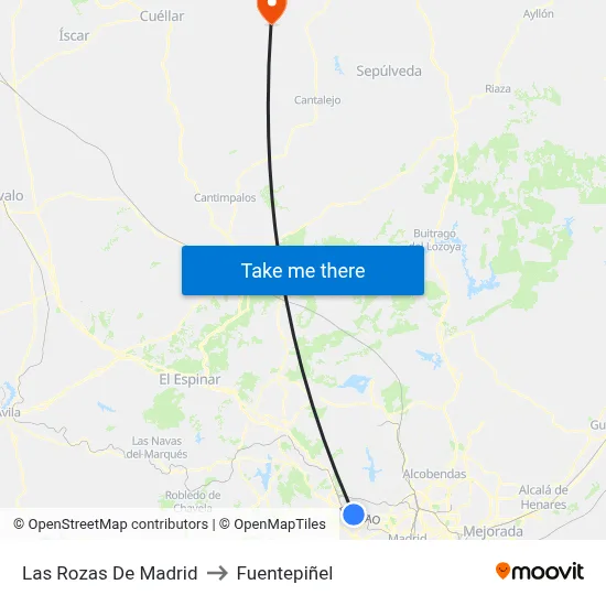 Las Rozas De Madrid to Fuentepiñel map