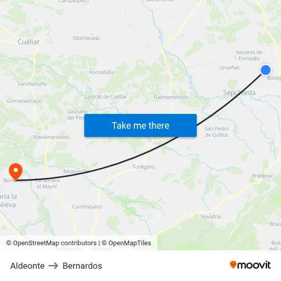 Aldeonte to Bernardos map