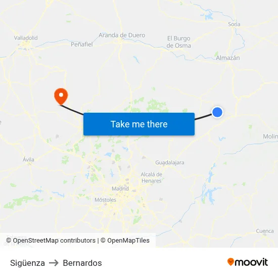 Sigüenza to Bernardos map