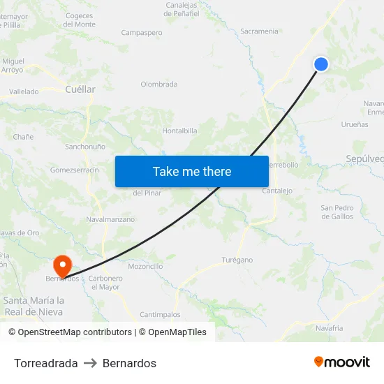 Torreadrada to Bernardos map