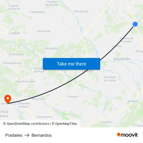 Pradales to Bernardos map