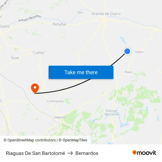 Riaguas De San Bartolomé to Bernardos map