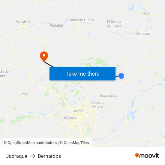 Jadraque to Bernardos map
