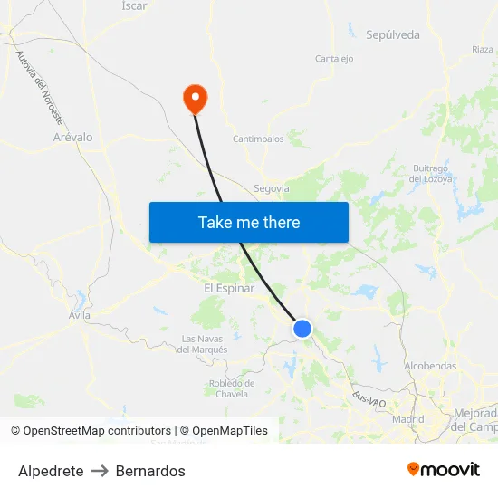 Alpedrete to Bernardos map