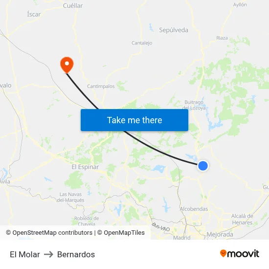 El Molar to Bernardos map