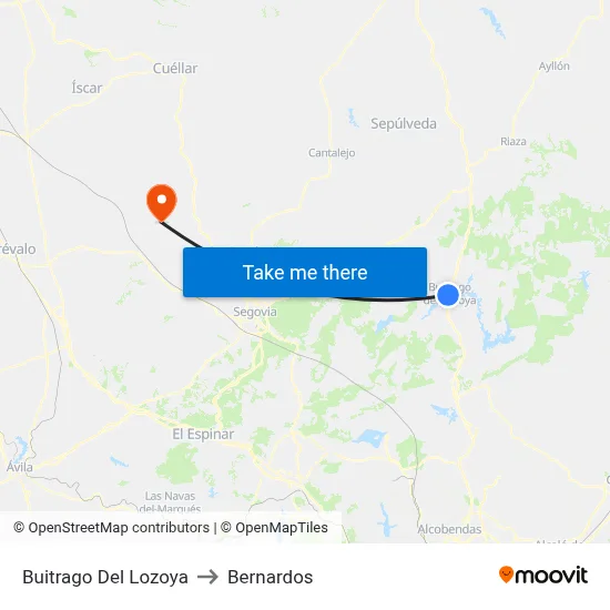 Buitrago Del Lozoya to Bernardos map