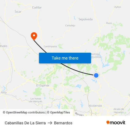 Cabanillas De La Sierra to Bernardos map