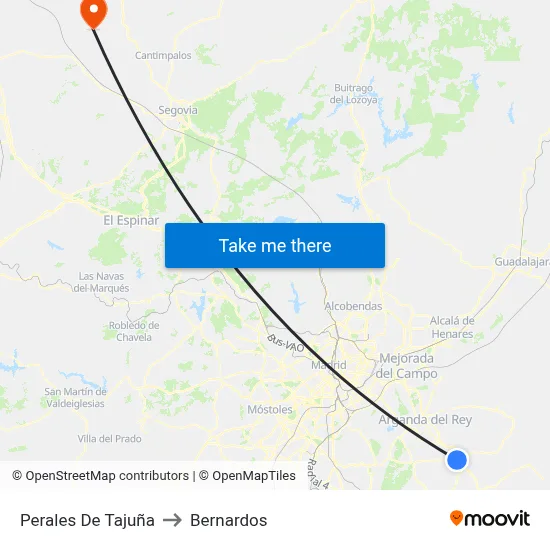 Perales De Tajuña to Bernardos map