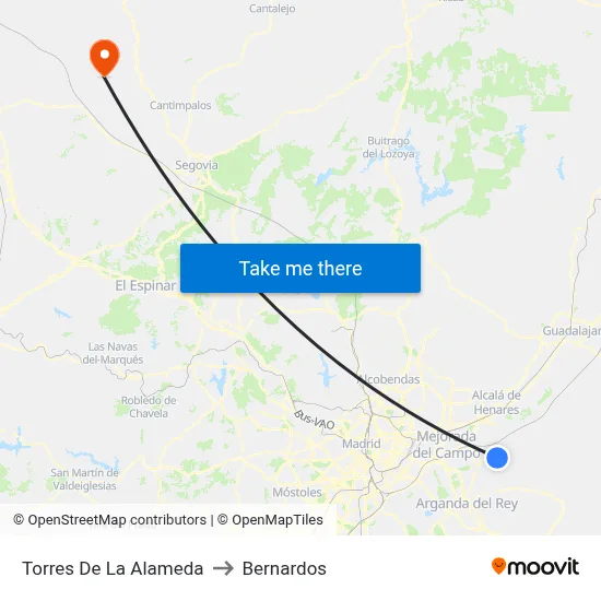 Torres De La Alameda to Bernardos map