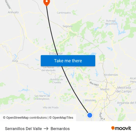 Serranillos Del Valle to Bernardos map