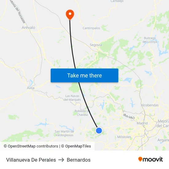 Villanueva De Perales to Bernardos map