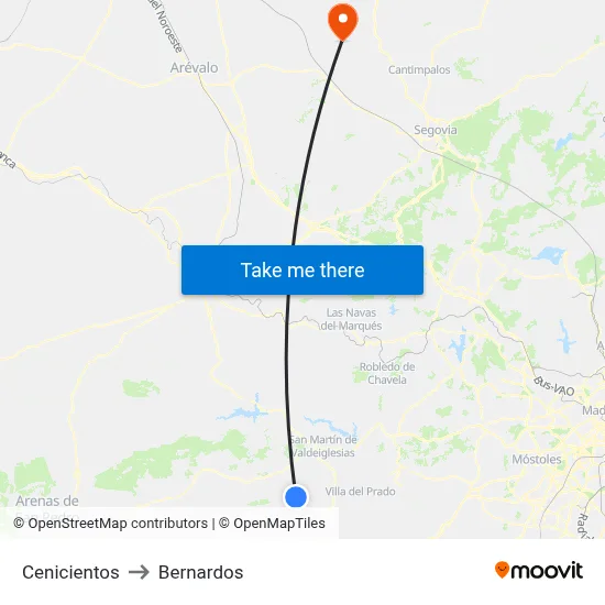 Cenicientos to Bernardos map
