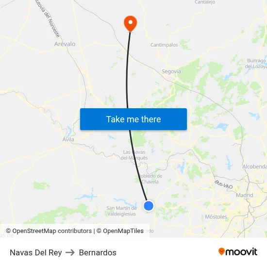 Navas Del Rey to Bernardos map