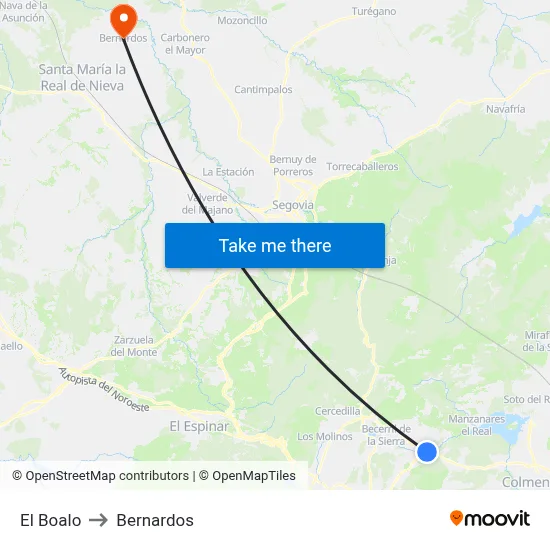 El Boalo to Bernardos map