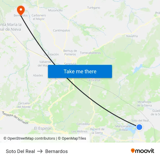 Soto Del Real to Bernardos map