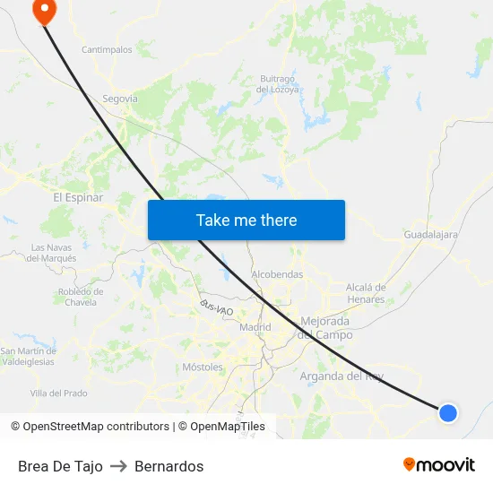 Brea De Tajo to Bernardos map