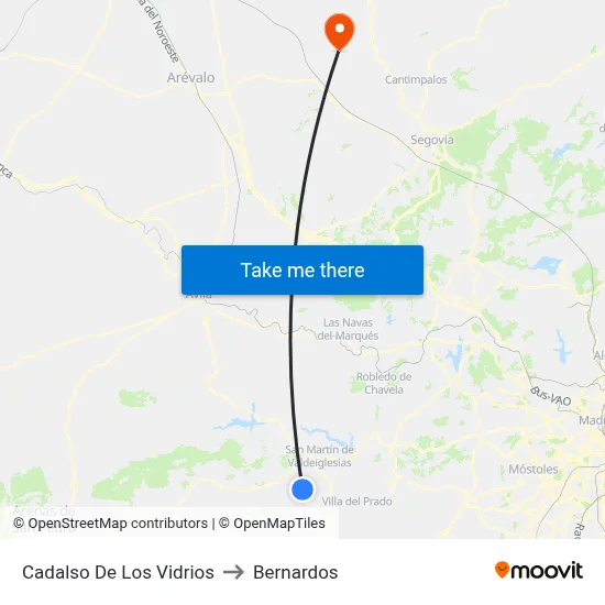 Cadalso De Los Vidrios to Bernardos map