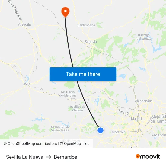 Sevilla La Nueva to Bernardos map