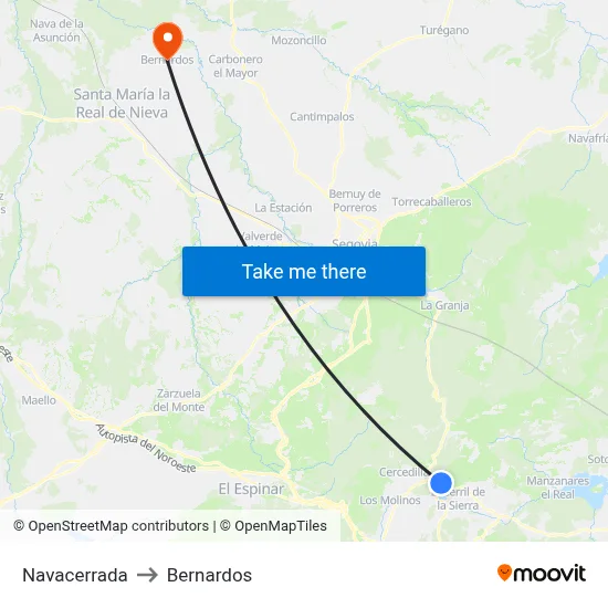 Navacerrada to Bernardos map