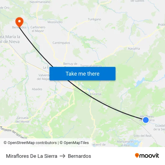 Miraflores De La Sierra to Bernardos map