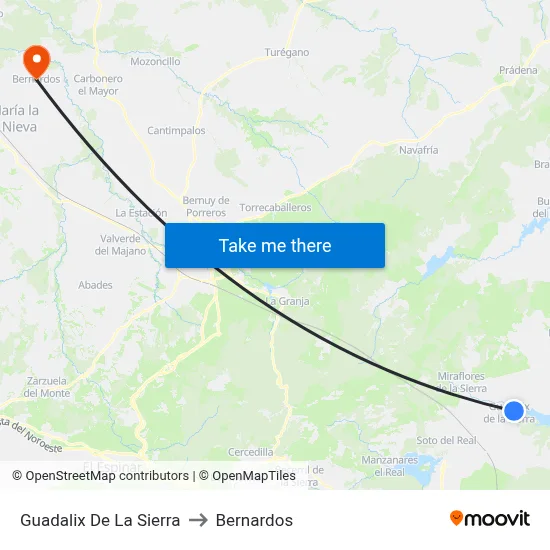 Guadalix De La Sierra to Bernardos map