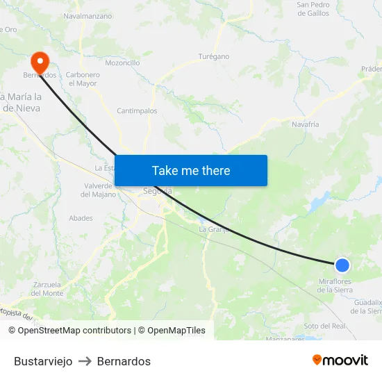 Bustarviejo to Bernardos map