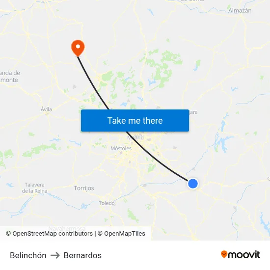 Belinchón to Bernardos map