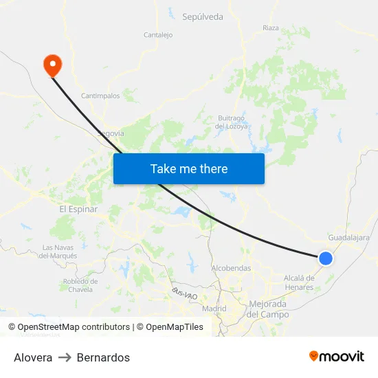 Alovera to Bernardos map