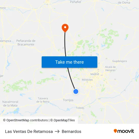 Las Ventas De Retamosa to Bernardos map