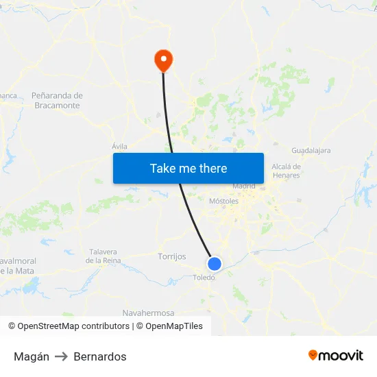 Magán to Bernardos map