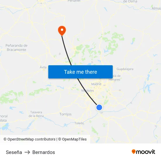 Seseña to Bernardos map