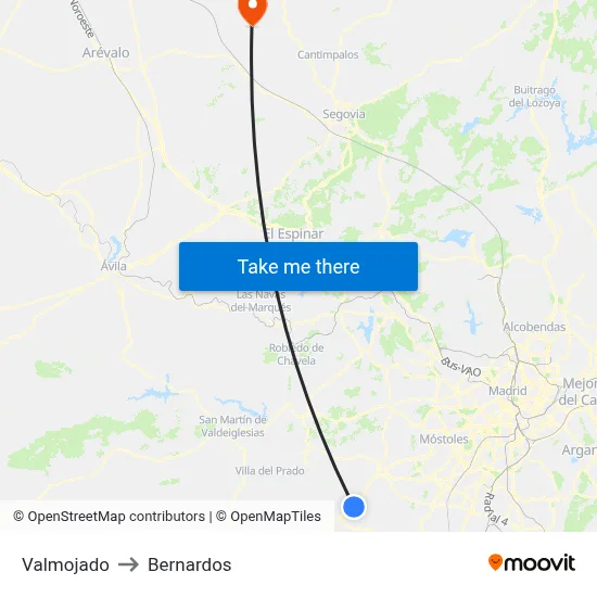Valmojado to Bernardos map