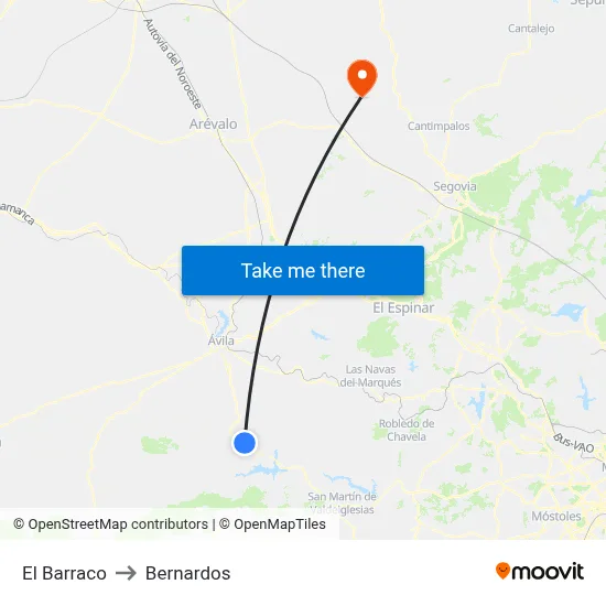 El Barraco to Bernardos map