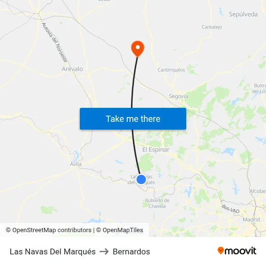 Las Navas Del Marqués to Bernardos map