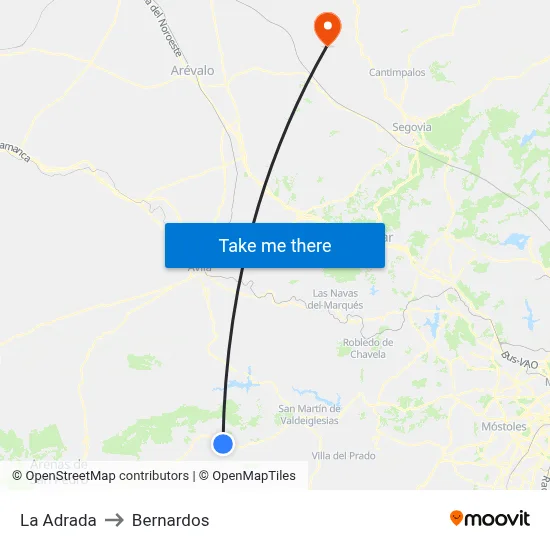La Adrada to Bernardos map