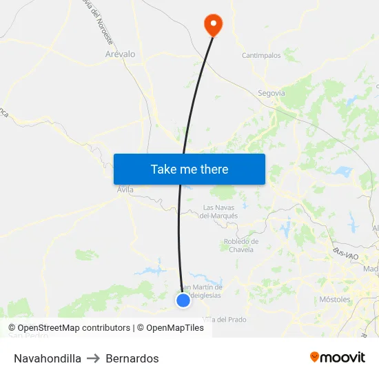 Navahondilla to Bernardos map