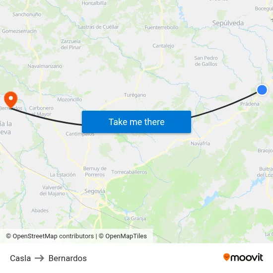 Casla to Bernardos map