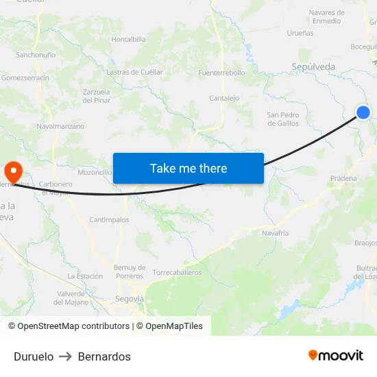 Duruelo to Bernardos map