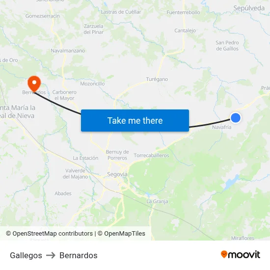 Gallegos to Bernardos map